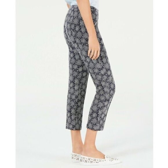 Michael Michael Kors Pant XS NWT Cropped Ankle Stretch Knit Floral Navy blue - Picture 5 of 11